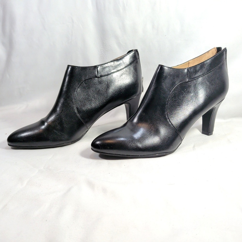 LifeStride Black Ankle Boots; Pointed Toe, Rear Zip, Soft System